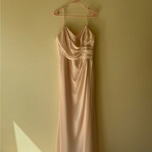 Alfred Angelo Pale Peach Chiffon Draped Maxi Dress